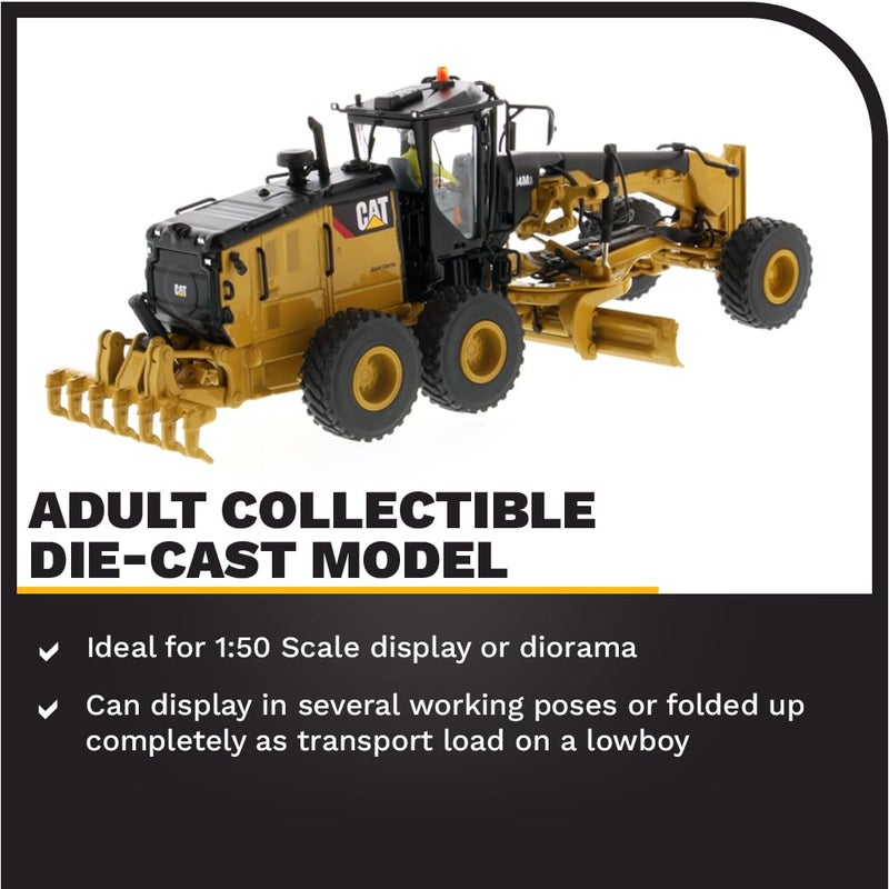 Diecast Masters 1:50 Caterpillar 14M3 Motor Grader | High Line Series Cat Trucks & Construction Equipment Scale Model Collectible 85545 - Image 3
